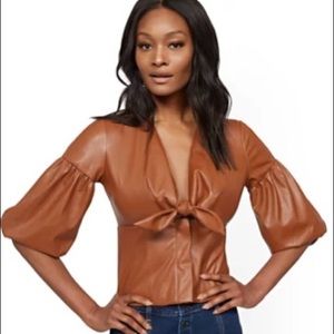 NY&C Faux Leather Corset Top